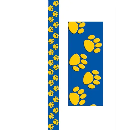 Blue with Gold Paw Prints Border Trim, 35 Feet Per Pack, 6 Packs {3}