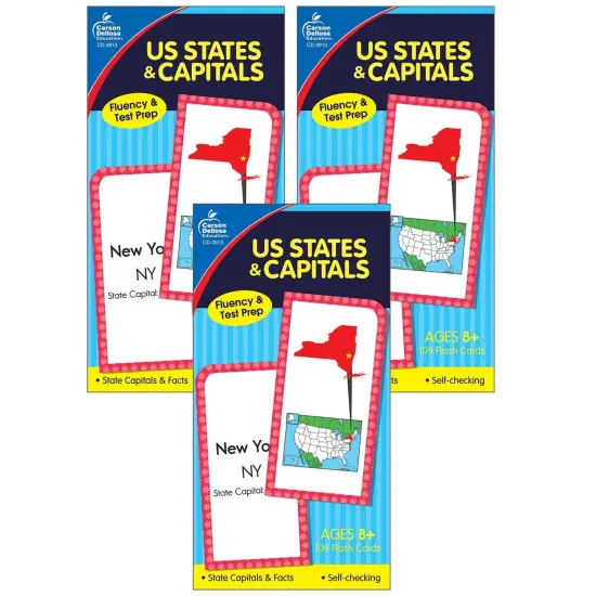 U.S. States & Capitals Flash Cards, Grade 3-5, Pack of 3 {1}