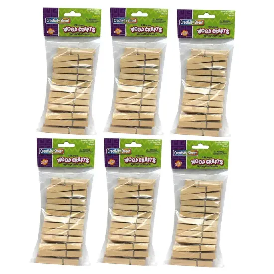 Spring Clothespins, Natural, Large, 2.75", 24 Per Pack, 6 Packs {1}