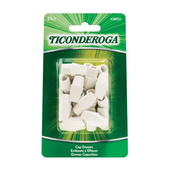 Wedge Cap Erasers, White, 25 Per Pack, 12 Packs {3}