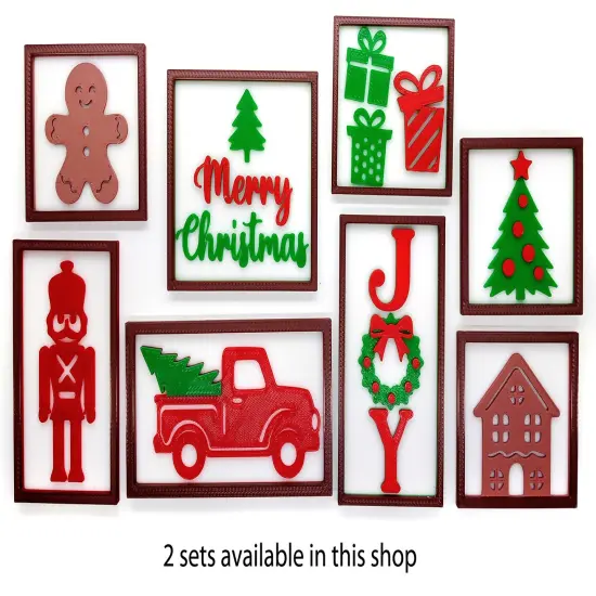 Miniature Christmas Decor for 1:12 Dollhouse, 4 pcs Wall Art, Adorabilities {5}
