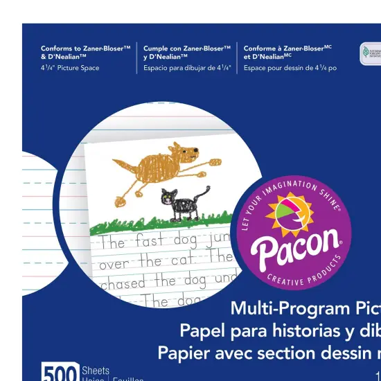 Multi-Program Picture Story Paper, 5/8" Ruled, White, 12" x 9", 500 Sheets {3}