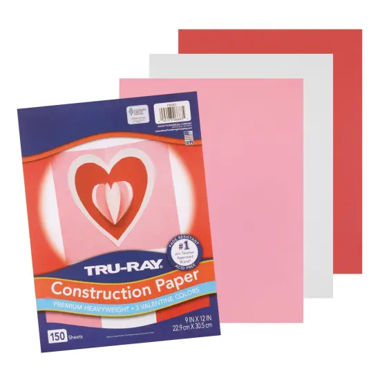 Construction Paper Valentine Assortment, 9" x 12", 150 Sheets Per Pack, 3 Packs {4}