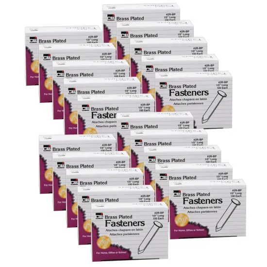 Paper Fasteners, 1/2", 100 Per Pack, 20 Packs {1}