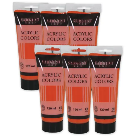 Acrylic Paint Tube, 120 ml, Cadmium Orange Hue, Pack of 6 {1}