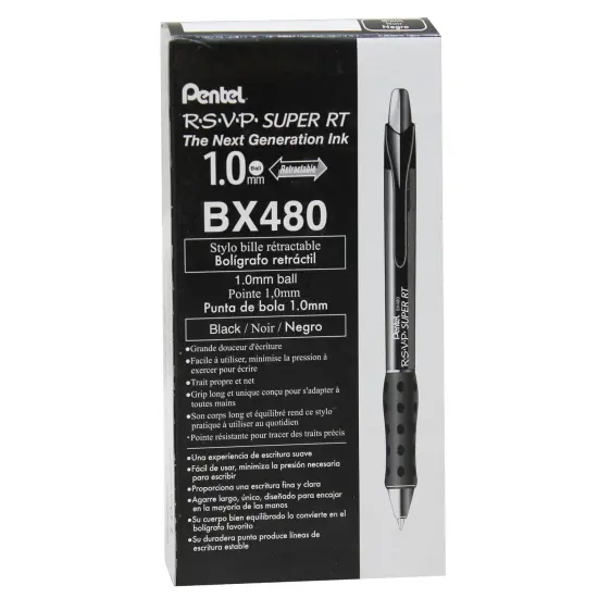 R.S.V.P.&reg; Super RT Retractable Ballpoint Pen, Black, Pack of 12 {1}