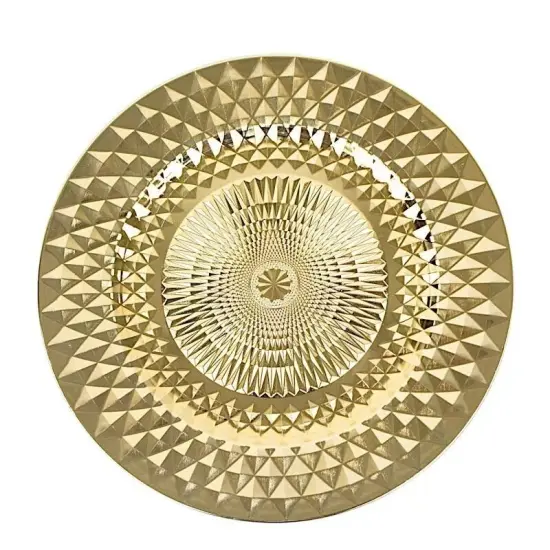 GOLD 6 Metallic 13" Round Plastic CHARGER PLATES Diamond Pattern {1}