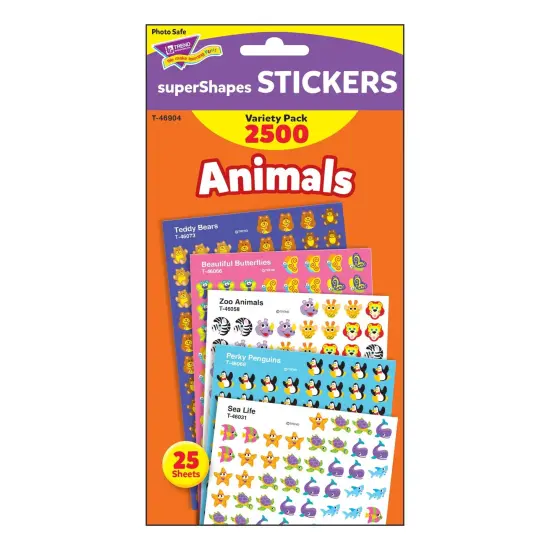 Animals superShapes Stickers Variety Pack, 2500 Per Pack, 3 Packs {3}