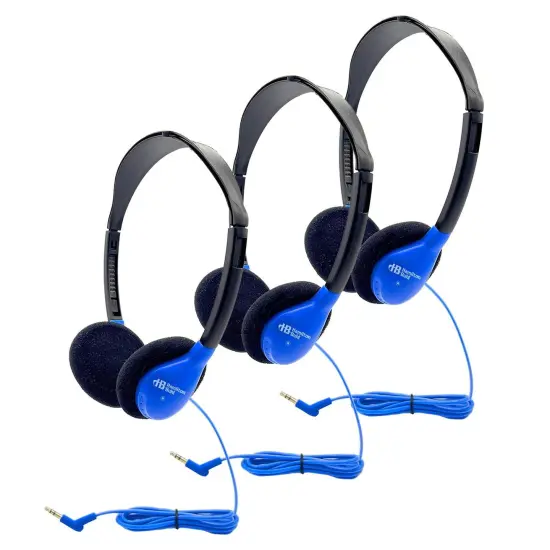 Personal On-Ear Stereo Headphone, Blue, Pack of 3 {1}