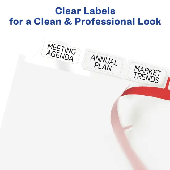 Avery 8 Big Tab Dividers for 3 Ring Binder, Easy Print & Apply Clear Label Strip, Index Maker Customizable White Tabs, 1 Set (11491) {4}