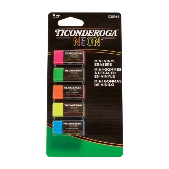 Mini Vinyl Erasers, Neon Assorted, 5 Per Pack, 12 Packs {4}