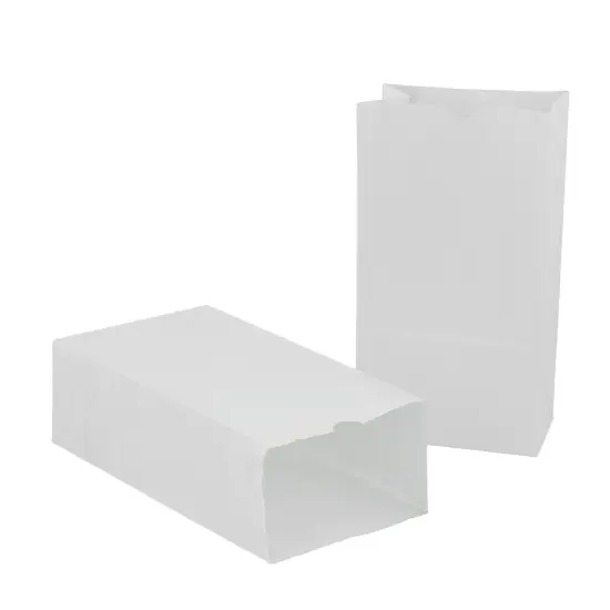 Large Gusseted Paper Bags, 6" x 3.5" x 11", White, 100/Pack {1}