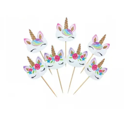 Unicorn Birthday Theme Party Cupcake Picks Topper {1}