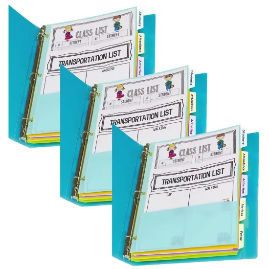 5-Tab Index Dividers with Multi-Pockets, Bright Color Assortment, 8-1/2 x 11, 3 Sets {1}