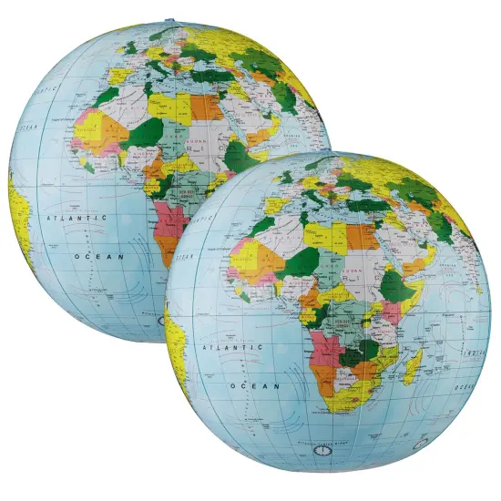 Light Blue Political Inflate-a-Globes, 12", Pack of 2 {1}