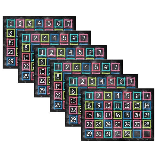 Colorful Chalk Calendar Days, 35 Per Pack, 6 Packs {1}