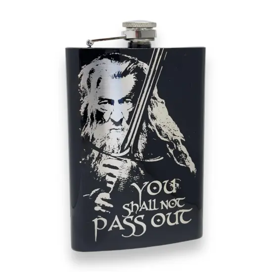 8oz BLACK You Shall Not Pass Out Flask {1}