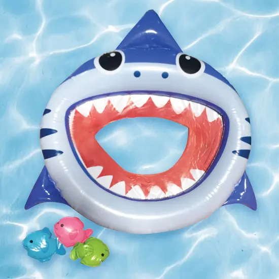 Northlight Inflatable Shark Mouth Fish Toss Swimming Pool Game - 24.75" Blue {3}