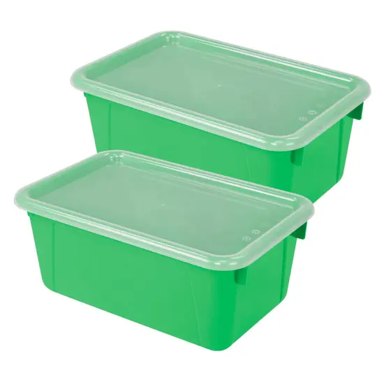 Small Cubby Bin, with Cover, Classroom Green, Pack of 2 {1}