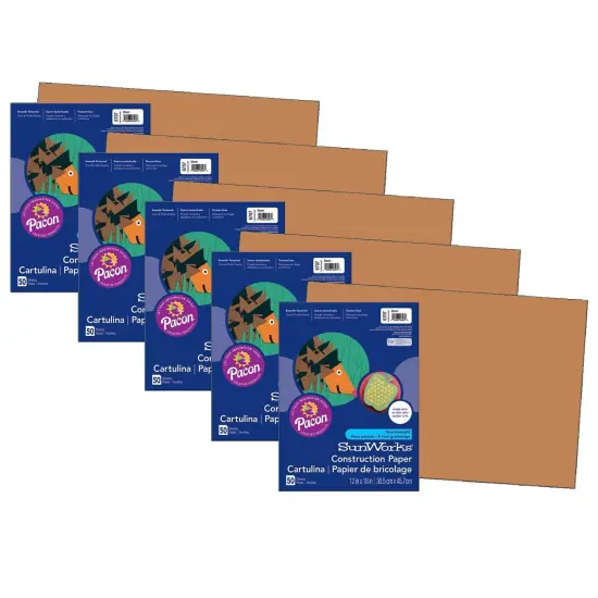 Construction Paper, Brown, 12" x 18", 50 Sheets Per Pack, 5 Packs {1}