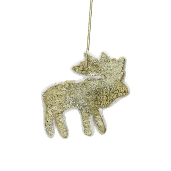 Gallerie II 5.25" Caribou Reindeer Silhouette Glittered Wood Christmas Ornament Brown {4}