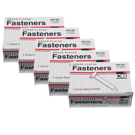 Brass Paper Fasteners 1.5", 100 Per Pack, 5 Packs {1}