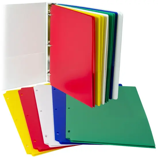 Two-Pocket Heavyweight Poly Portfolio Folder with Three-Hole Punch, Assorted Primary Colors, 10 Per Pack, 2 Packs {3}