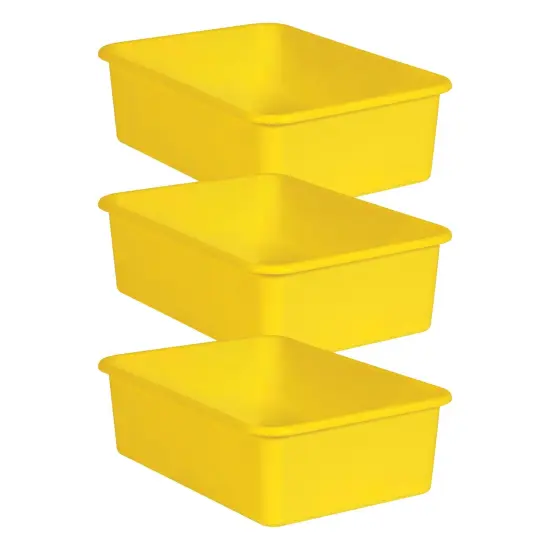 Yellow Large Plastic Storage Bin, Pack of 3 {1}