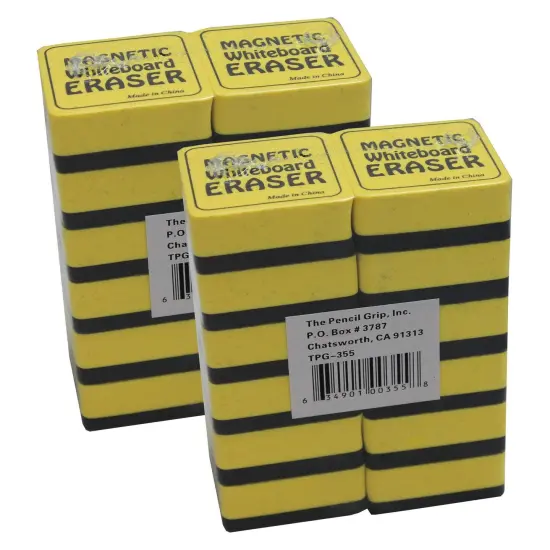 Magnetic Whiteboard Eraser, 2" x 2", Yellow, 12 Per Pack, 2 Packs {1}