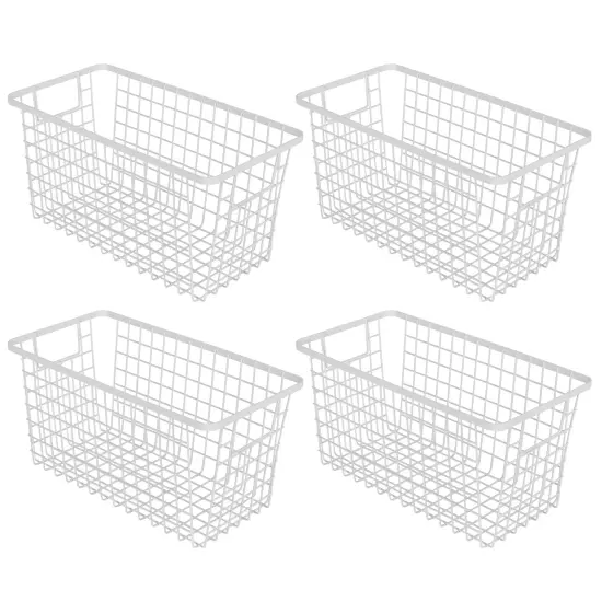 Smart Design Nestable Basket Organizer with Handles - Steel - 6 x 12 x 6 - White - Set of 4 {1}
