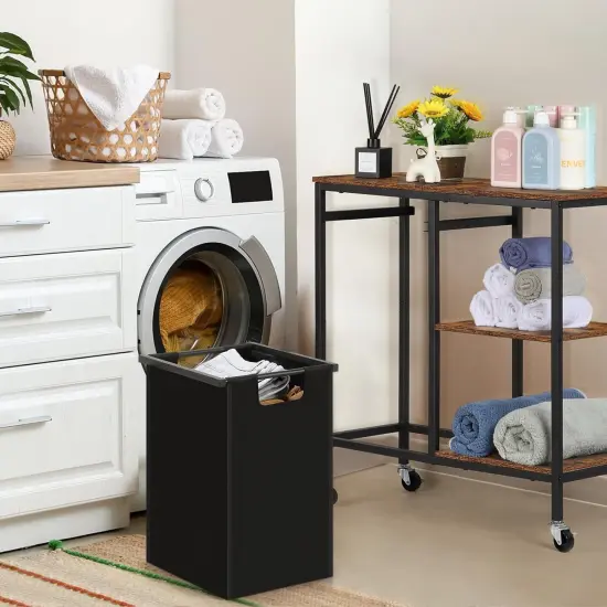 Hamper with Wooden Side Shelf {6}