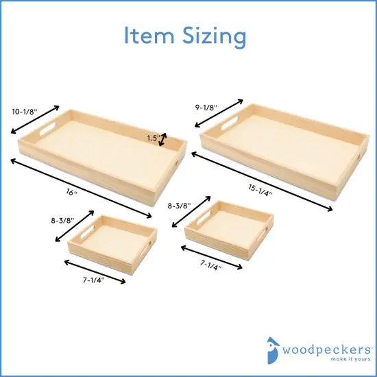 DIY Wooden Nesting Tray Set of 4 with Cutout Handles, for Crafts | Woodpeckers {2}