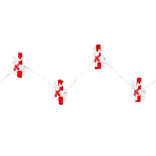 Northlight LED Mini Reindeer Christmas Fairy Light Clips - 5.25' Copper Wire - 10ct Red {5}