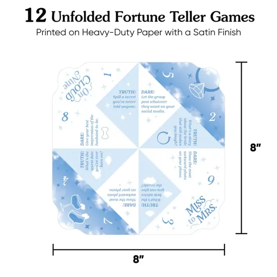 Big Dot of Happiness On Cloud 9 - Bridal or Bachelorette Party Cootie Catcher Game - Truth or Dare Fortune Tellers - Set of 12 {5}