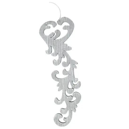 Roman Set of 2 Black and Gray Scrollwork Christmas Ornaments 10.5" {5}