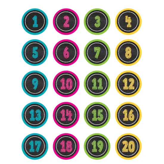 Chalkboard Brights Numbers Stickers, 120 Per Pack, 6 Packs {3}