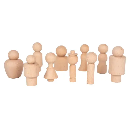 Wooden Community Figures - Set of 10 - For Ages 18m+ - Wooden Peg Dolls for Kids - 10 Different Shapes - Loose Parts Wooden Toys for Toddlers {1}