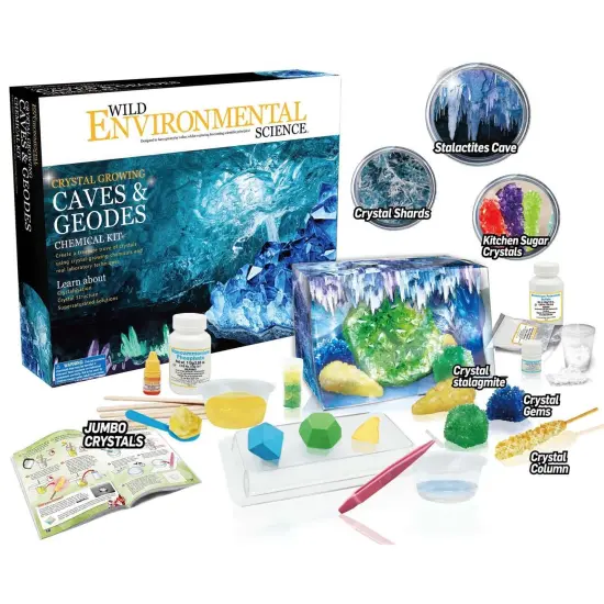 Crystal Growing Caves and Geodes - Science Kit for Ages 8+ - Grow Stalagmites, Columns and More - Includes Display Case {1}
