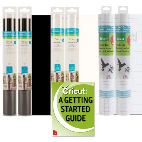 Cricut Premium Permanent Black & White Vinyl Rolls and Transfer Tape Bundle {1}