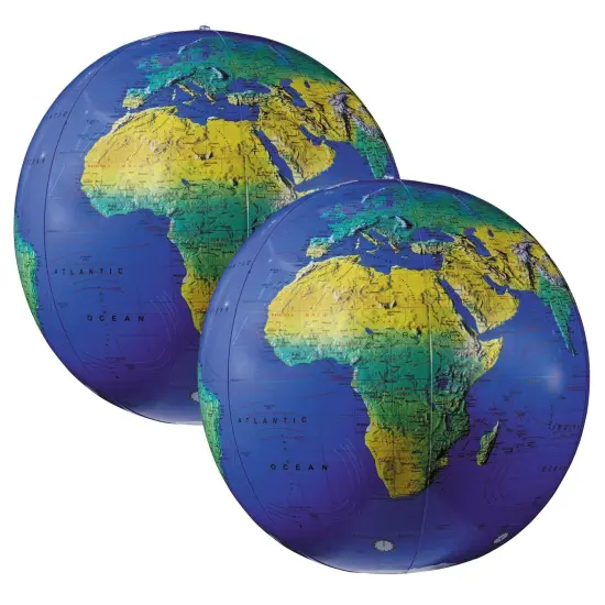 Inflatable Topographical Globe, 12", Pack of 2 {1}