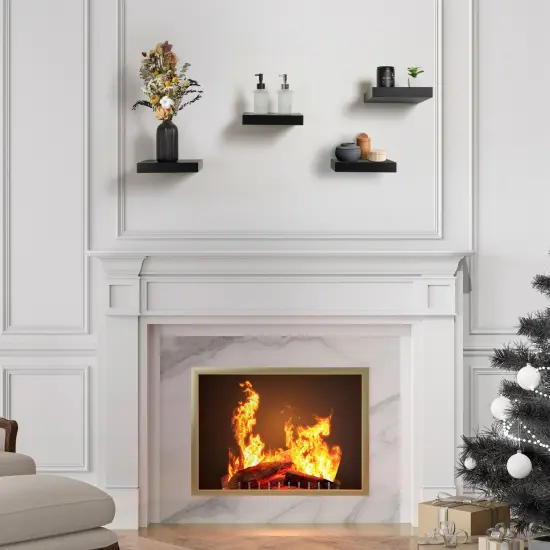 Sorbus 4 Pack 9" Floating Shelves, Wall Shelves for Bedroom, Kitchen, Living Room, Bathroom Shelves Over The Toilet Brown {12}