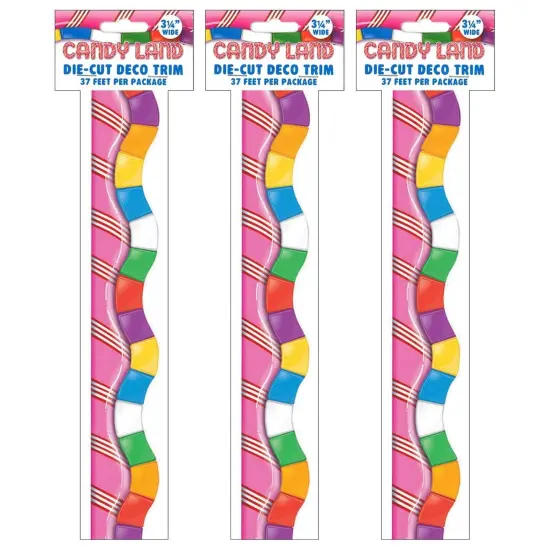 Candy Land&trade; Dimensional Look Extra Wide Die Cut Deco Trim&reg;, 37 Feet Per Pack, 3 Packs {1}