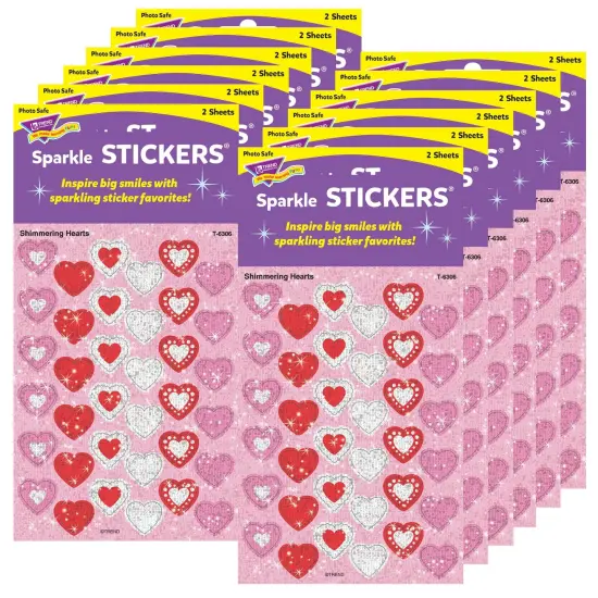 Shimmering Hearts Sparkle Stickers&reg;, 72 Per Pack, 12 Packs {1}