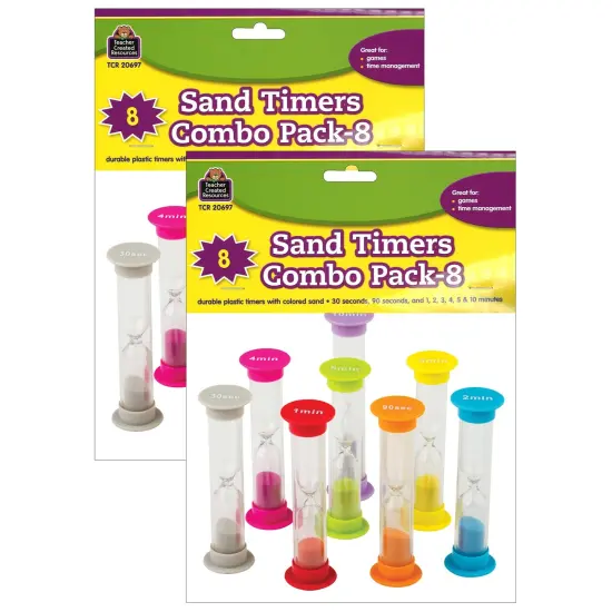 Small Sand Timers Combo, Assorted Colors & Times, 8 Per Pack, 2 Packs {1}
