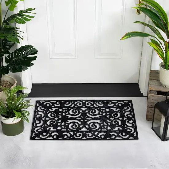 Northlight Scroll Design with Open Back Welcome Doormat 18" x 30" Black {4}