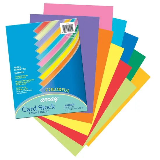 Colorful Card Stock, 10 Assorted Colors, 8-1/2" x 11", 100 Sheets {1}