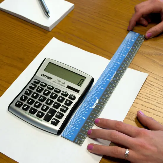 Easy Read&trade; Ruler, Stainless Steel, Blue/Black, 12", Pack of 3 {3}