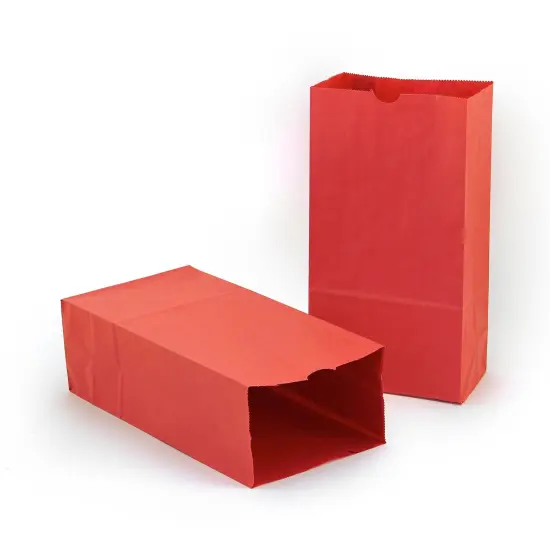 Gusseted Paper Bags, Size #6, Red, 50 Per Pack, 2 Packs {1}