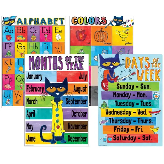 Pete the Cat Early Learning Small Poster Pack, 11" x 15-3/4", Pack of 12 {4}