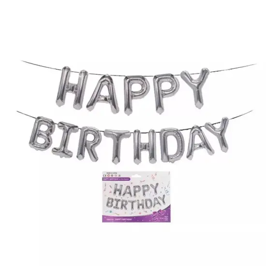 Kitcheniva Happy Birthday Foil Letter Balloons Party Decor 16" 13 Pcs Silver {1}